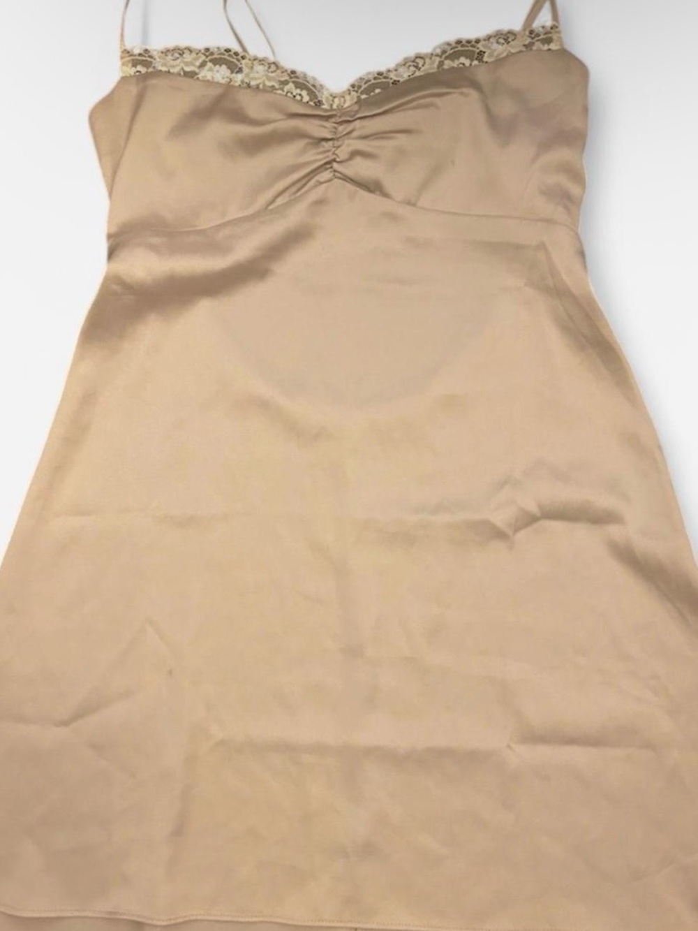 Urban Outfitters Cream Lace-Trim Slip Mini Dress